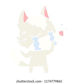 flat color style cartoon crying wolf