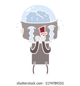 flat color style cartoon crying robot