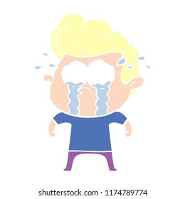 flat color style cartoon crying man