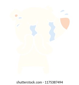 flat color style cartoon crying polar bear