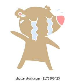 flat color style cartoon crying bear