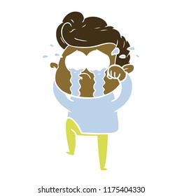 flat color style cartoon crying man