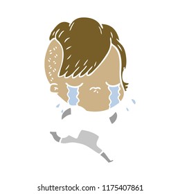 flat color style cartoon crying girl wearing space clothes