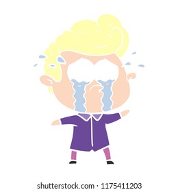 flat color style cartoon crying man