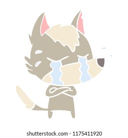 caricatura de color llano lobo llorando