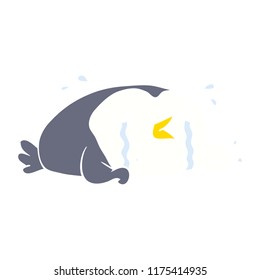 flat color style cartoon crying penguin