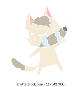 flat color style cartoon crying wolf