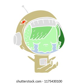 flat color style cartoon crying astronaut girl