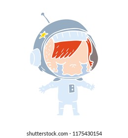 caricatura de estilo de color plano llorando astronauta chica