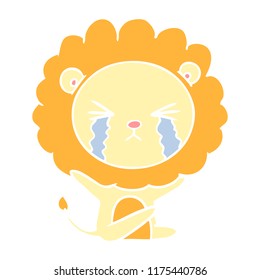 flat color style cartoon crying lion