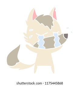 flat color style cartoon crying wolf