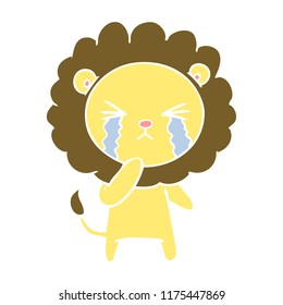 flat color style cartoon crying lion