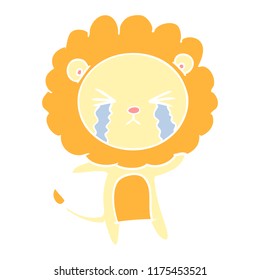 flat color style cartoon crying lion