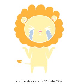 caricatura de color llano llorando león