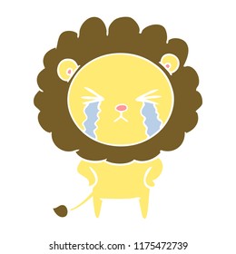 flat color style cartoon crying lion