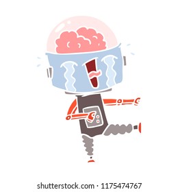 dibujos animados de color plano gritando robot apuntando