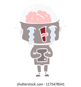 flat color style cartoon crying robot