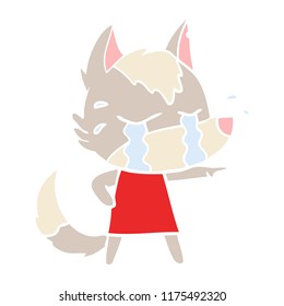 flat color style cartoon crying wolf