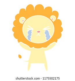 caricatura de color llano llorando león