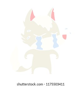 flat color style cartoon crying wolf