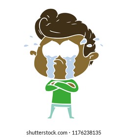 flat color style cartoon crying man