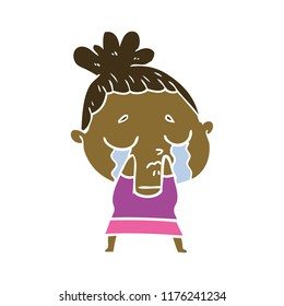 flat color style cartoon crying woman