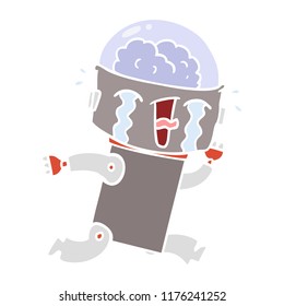 flat color style cartoon crying robot