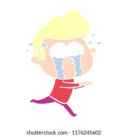 flat color style cartoon crying man running