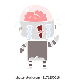 dibujos animados de color plano llorando robot ondear