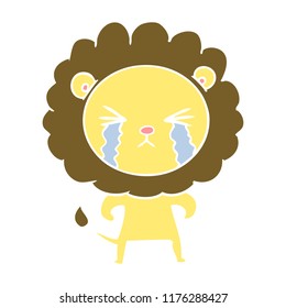 flat color style cartoon crying lion