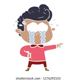 flat color style cartoon crying man