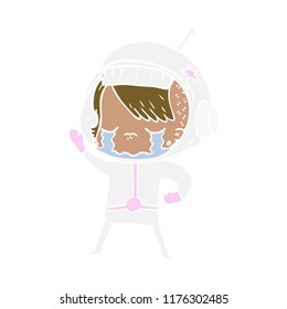 caricatura de estilo de color plano llorando astronauta chica