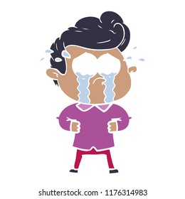 flat color style cartoon crying man with hands on hips