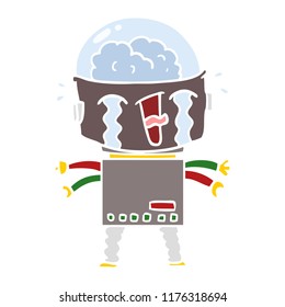 flat color style cartoon crying robot