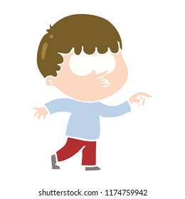 flat color style cartoon curious boy