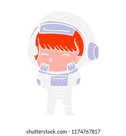 flat color style cartoon curious astronaut