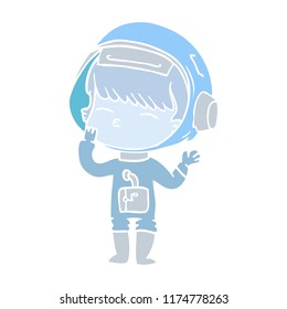 flat color style cartoon curious astronaut wondering