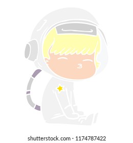 flat color style cartoon curious astronaut