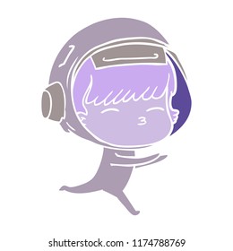 flat color style cartoon curious astronaut
