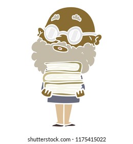 flat color style cartoon curious man with beard and glasses