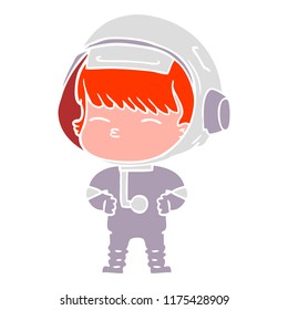 dibujo animado de estilo de color plano astronauta curioso