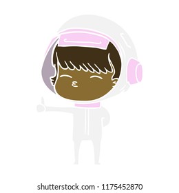 flat color style cartoon curious astronaut giving thumbs up