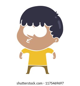 flat color style cartoon curious boy