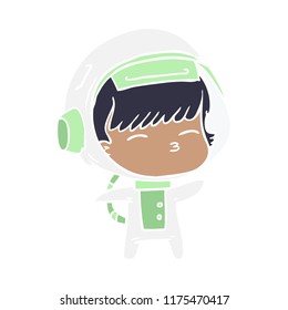 flat color style cartoon curious astronaut