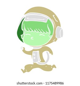 flat color style cartoon curious running astronaut
