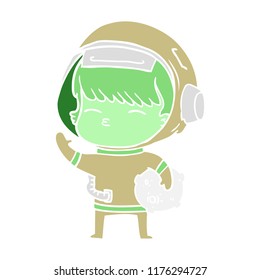 dibujo animado de estilo de color plano astronauta curioso que porta rock espacial