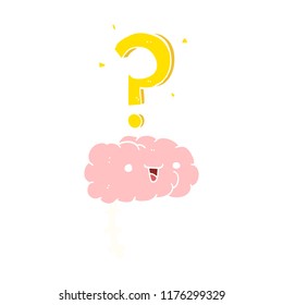 flat color style cartoon curious brain