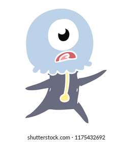 estilo de cor plana desenhos animados ciclopes alienígena spaceman
