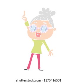 flat color style cartoon dancing woman wearing spectacles