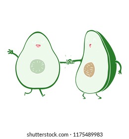 flat color style cartoon dancing avocados